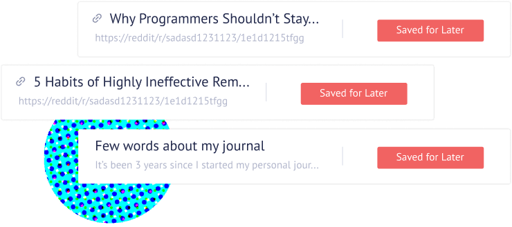 Articles saved for later in a bookmark manager